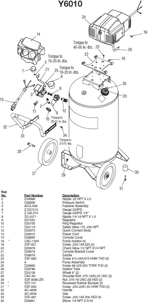 Devilbiss Y6010 Compressor Breakdown